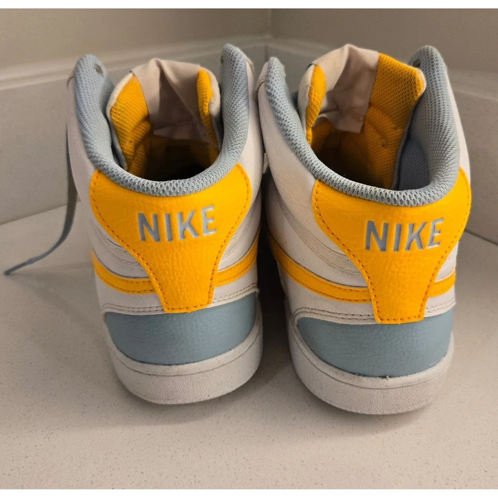 Nike Court Vision High Top Sneakers White Yellow Blue Size 10 Mens‎ Shoes